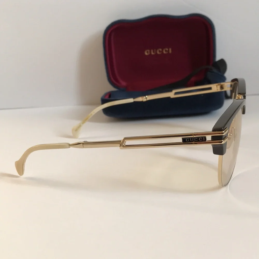 New Authentic Gucci Men's Brown and Gold  GG1107S Square Sunglasses